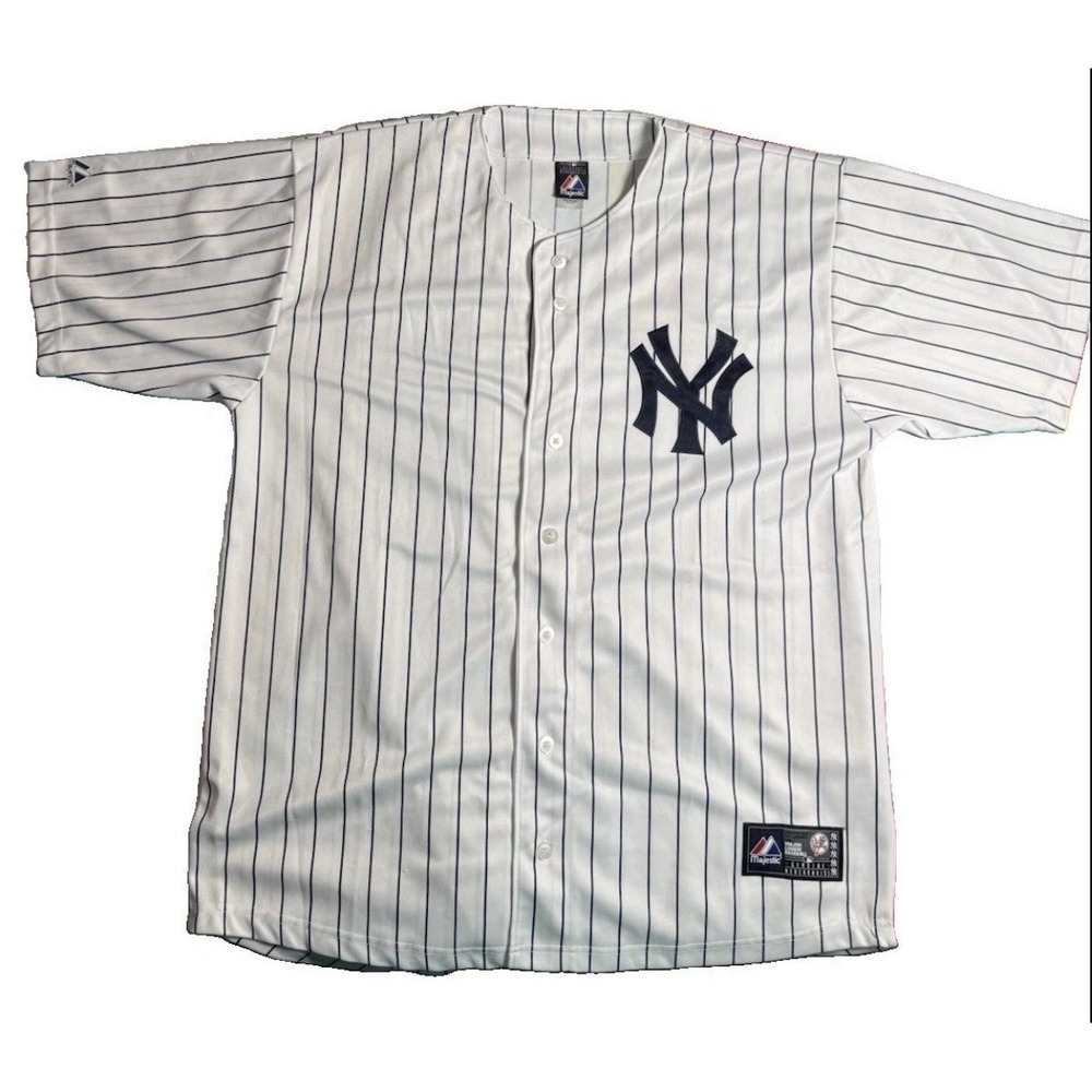 Vintage Majestic New‎ York Yankees Pinstripe Jersey Size 2XT MLB Baseball EUC